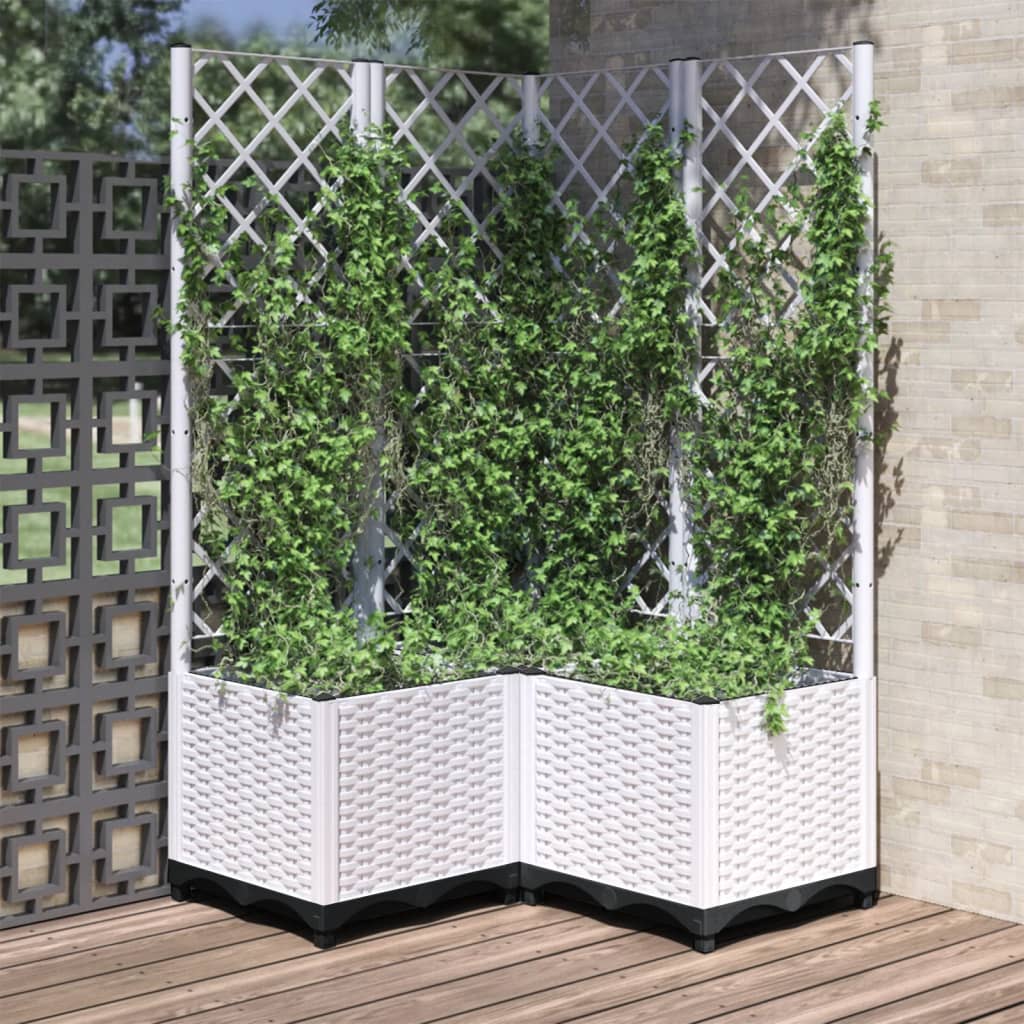 Jardinera con enrejado PP azul gris 120x40x142 cm