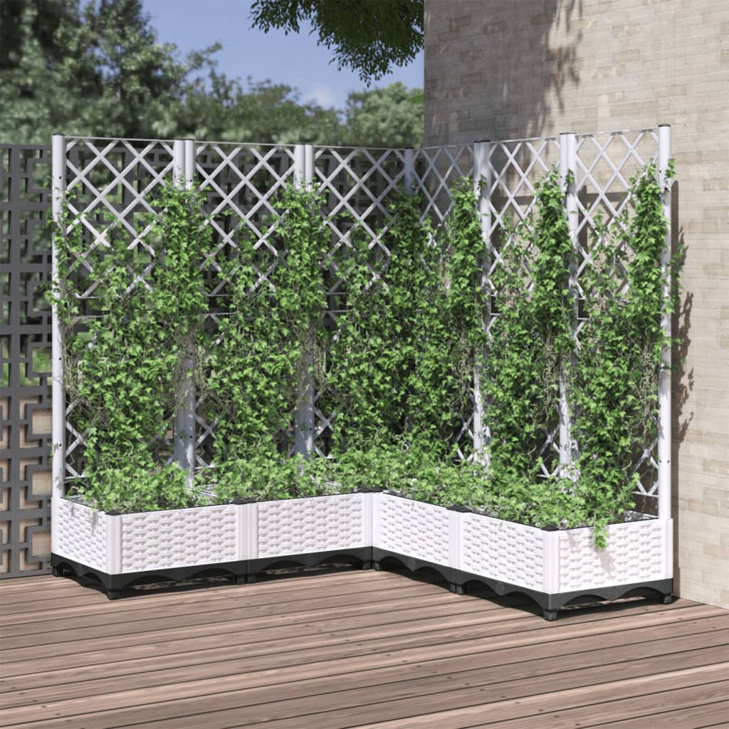 Jardinera con enrejado PP azul gris 120x40x142 cm