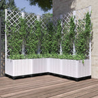 Jardinera con enrejado PP azul gris 120x40x142 cm