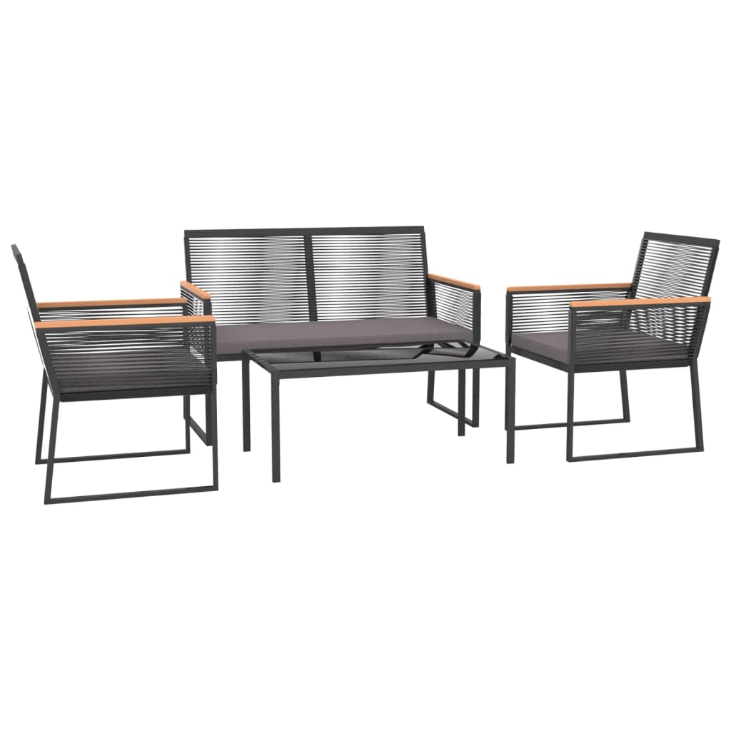 Juego de muebles de jardín con cojines 4 piezas acero negro