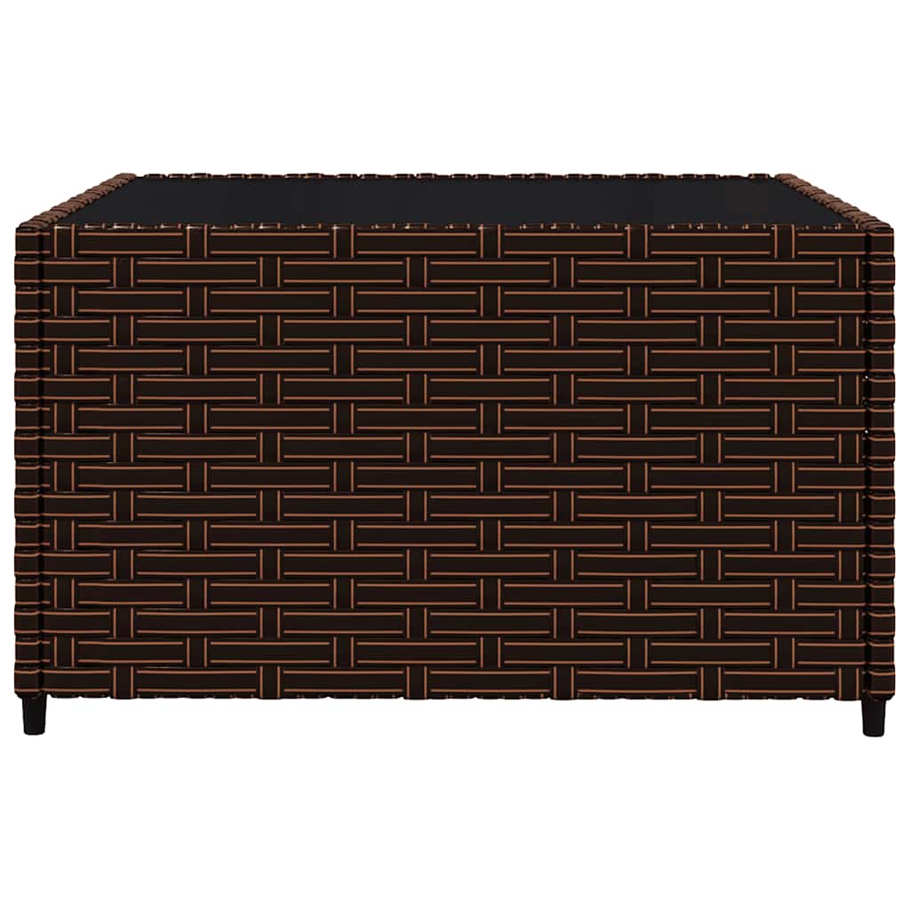 Set muebles de jardín 3 piezas y cojines ratán sintético marrón