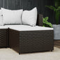 Garden footrest with cushion, brown synthetic rattan