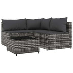 Set de muebles de jardín 4 pzas y cojines ratán sintético gris