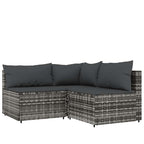 Set de muebles de jardín 4 pzas y cojines ratán sintético gris