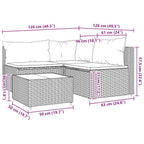 Set de muebles de jardín 4 pzas y cojines ratán sintético gris