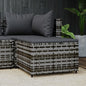 Garden Footstool with Grey Synthetic Rattan Cushion