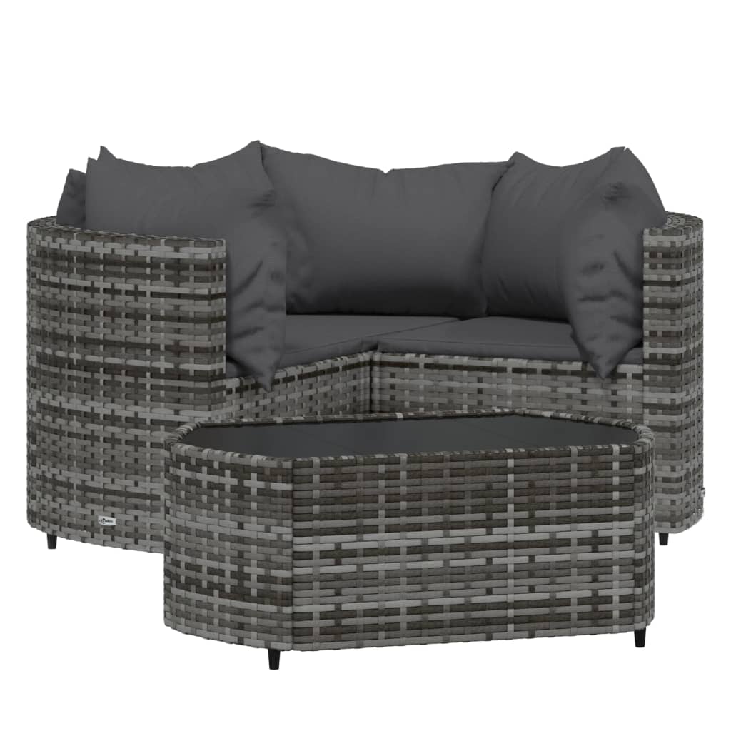 Set de muebles de jardín 4 pzas y cojines ratán sintético gris