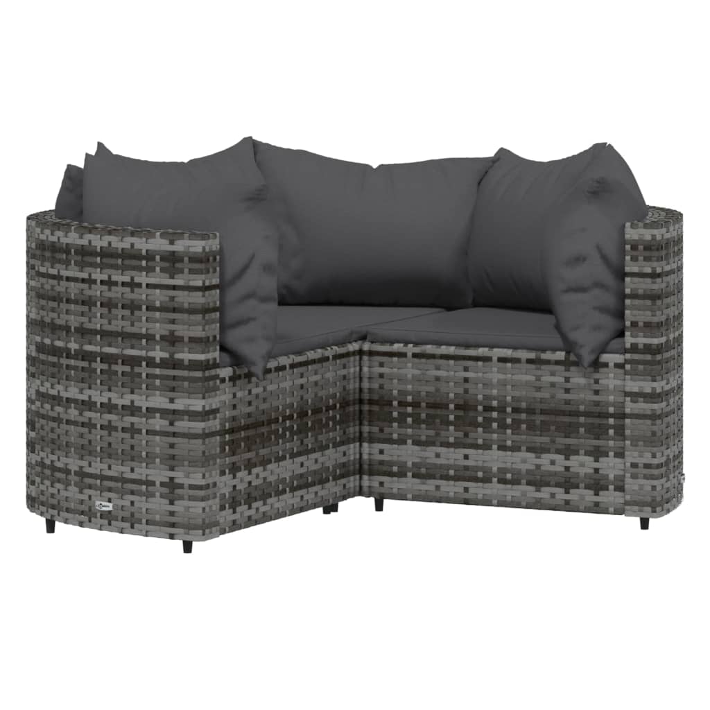 Set de muebles de jardín 4 pzas y cojines ratán sintético gris
