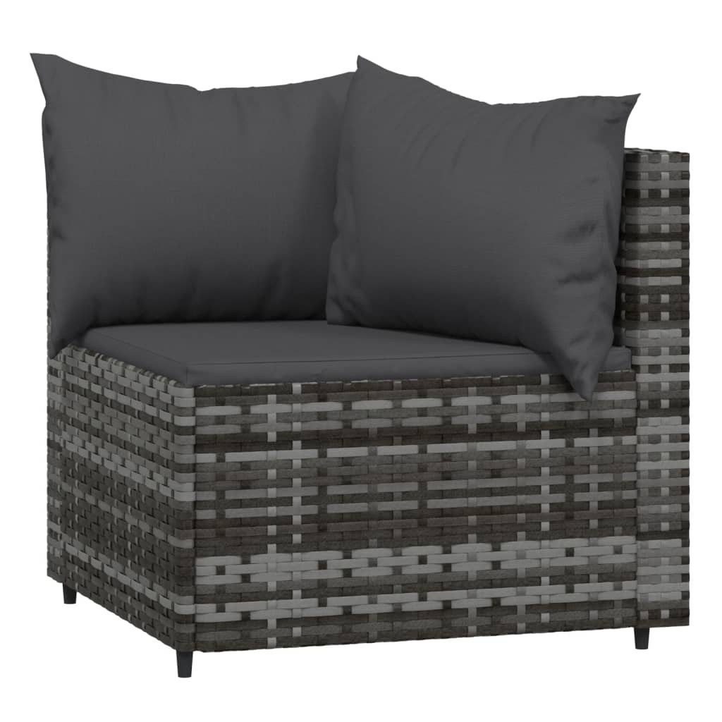 Set de muebles de jardín 4 pzas y cojines ratán sintético gris