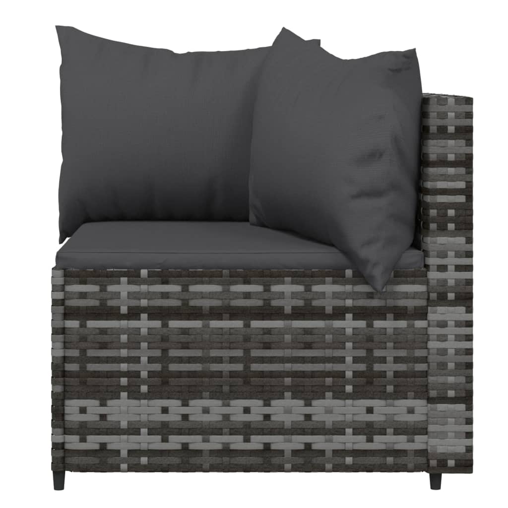 Set de muebles de jardín 4 pzas y cojines ratán sintético gris