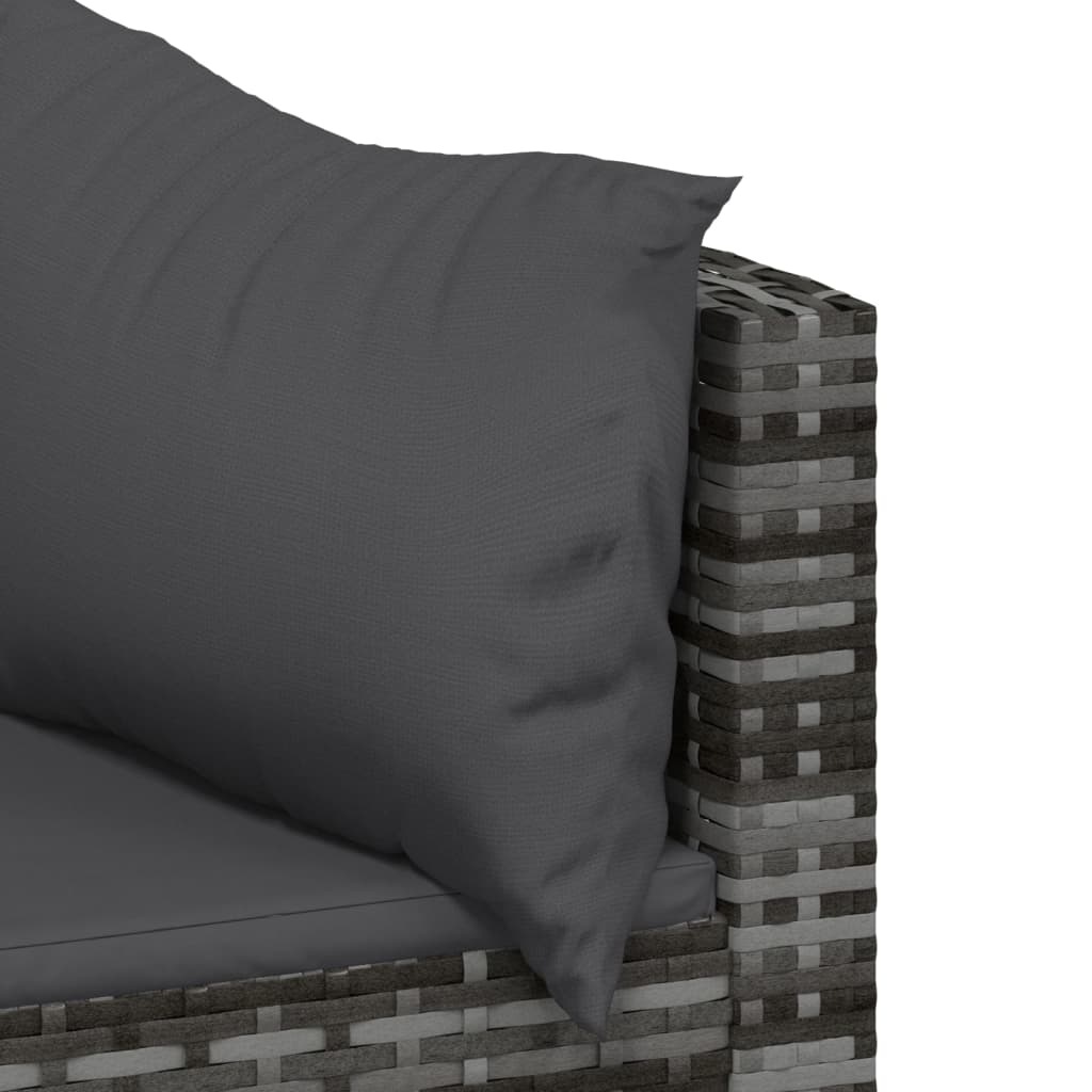Set de muebles de jardín 4 pzas y cojines ratán sintético gris