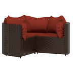 Set muebles de jardín 4 piezas y cojines ratán sintético marrón