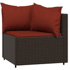 Set muebles de jardín 4 piezas y cojines ratán sintético marrón