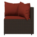 Set muebles de jardín 4 piezas y cojines ratán sintético marrón
