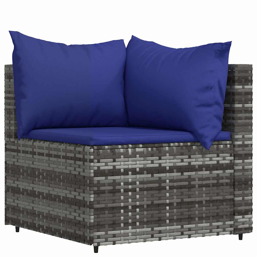 Set de muebles de jardín 4 pzas y cojines ratán sintético gris