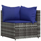 Set de muebles de jardín 4 pzas y cojines ratán sintético gris