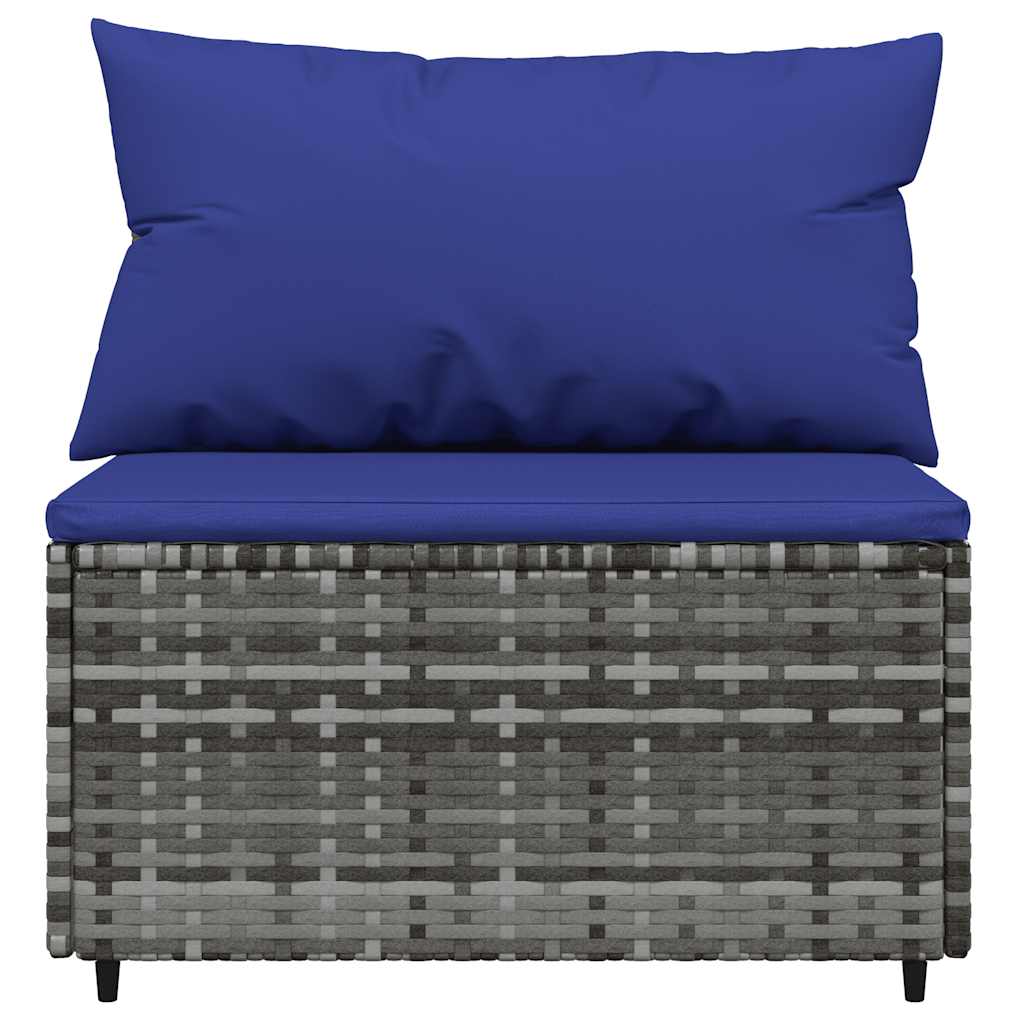 Set de muebles de jardín 4 pzas y cojines ratán sintético gris