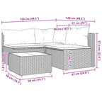 Set de muebles de jardín 4 pzas y cojines ratán sintético gris