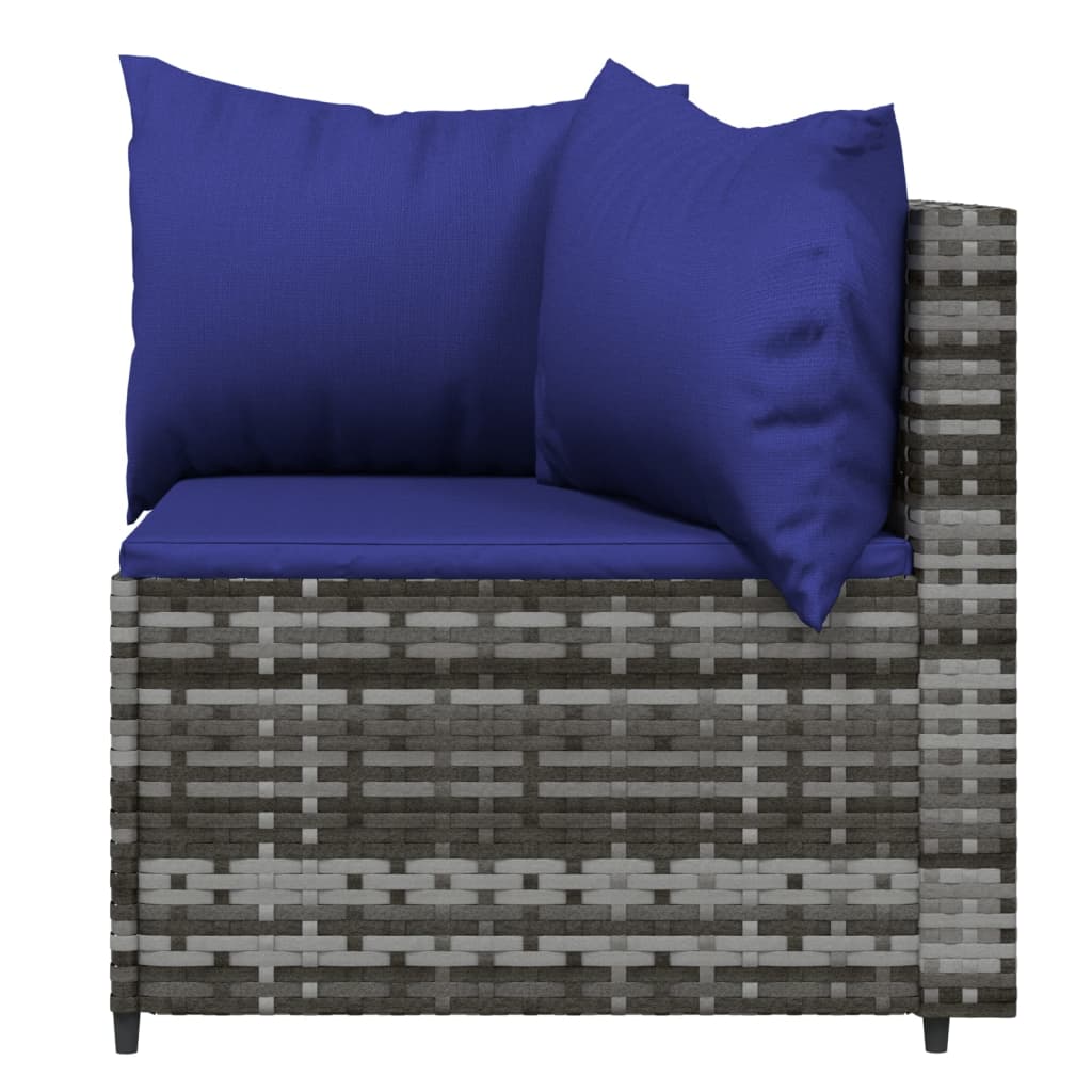 Set de muebles de jardín 4 pzas y cojines ratán sintético gris