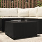 Mesa de centro de jardim quadrada em vime sintético preto 50x50x30cm