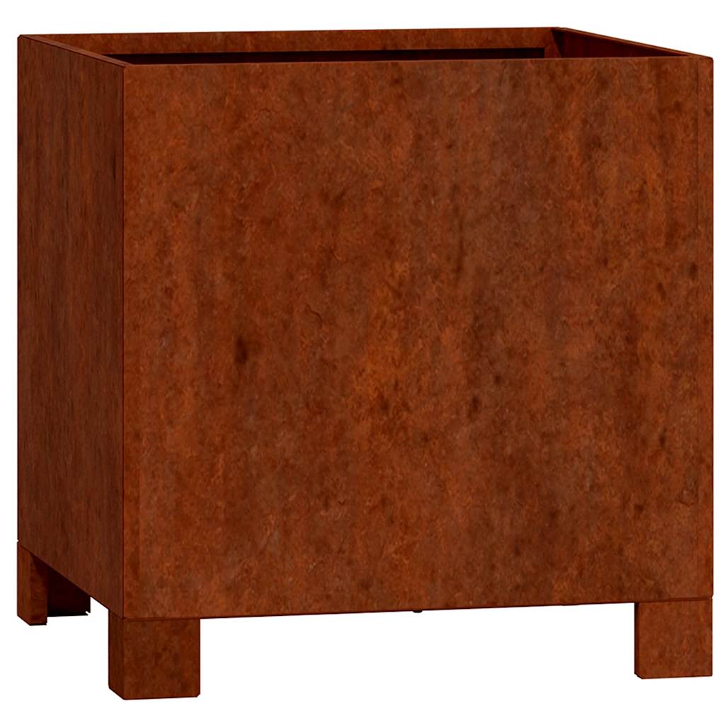 Jardinera con patas acero corten oxidado 30x30x30 cm