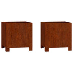 Jardineras con patas 2 uds acero corten oxidado 30x30x30 cm