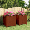 Jardineras con patas 2 uds acero corten oxidado 30x30x30 cm