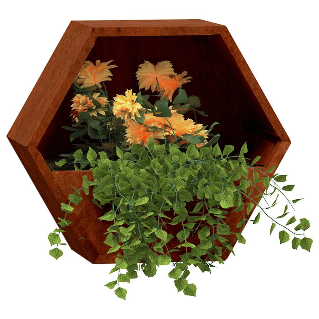 Jardineras de pared 2 uds acero corten oxidado 30x10x25 cm
