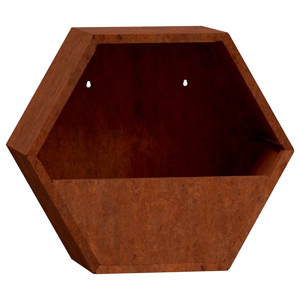 Jardineras de pared 2 uds acero corten oxidado 30x10x25 cm