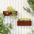 Jardineras de pared 2 uds acero corten oxidado 30x10x25 cm