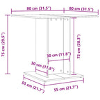 Mesa de comedor madera contrachapada gris Sonoma 80x80x75 cm