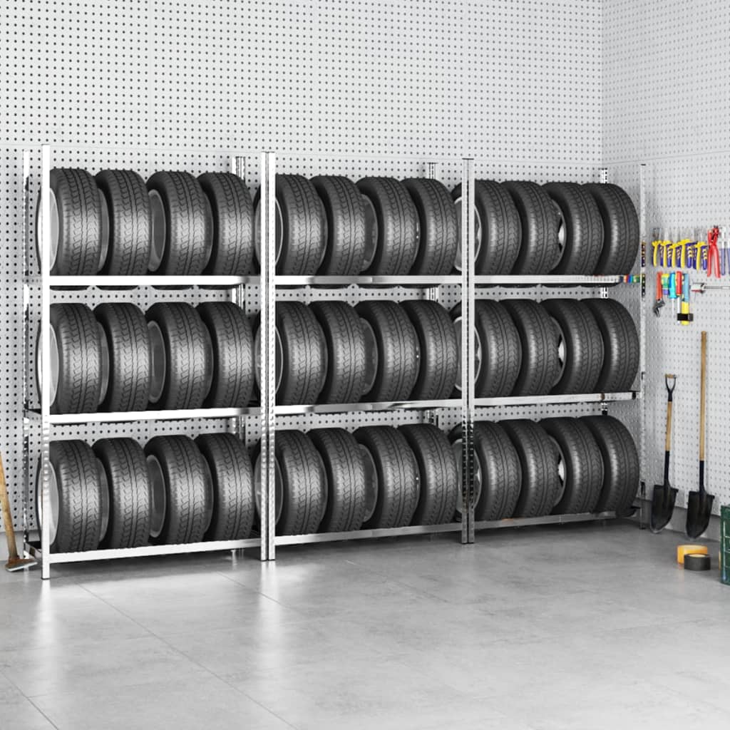 Estanterías de neumáticos 2 niveles 2 uds acero 110x40x110 cm