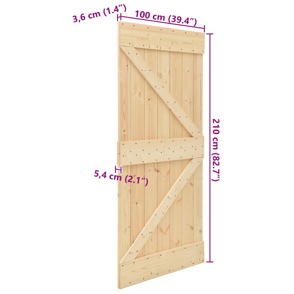 Puerta NARVIK Natural 100 x 210 cm Madera de Pino Sólido