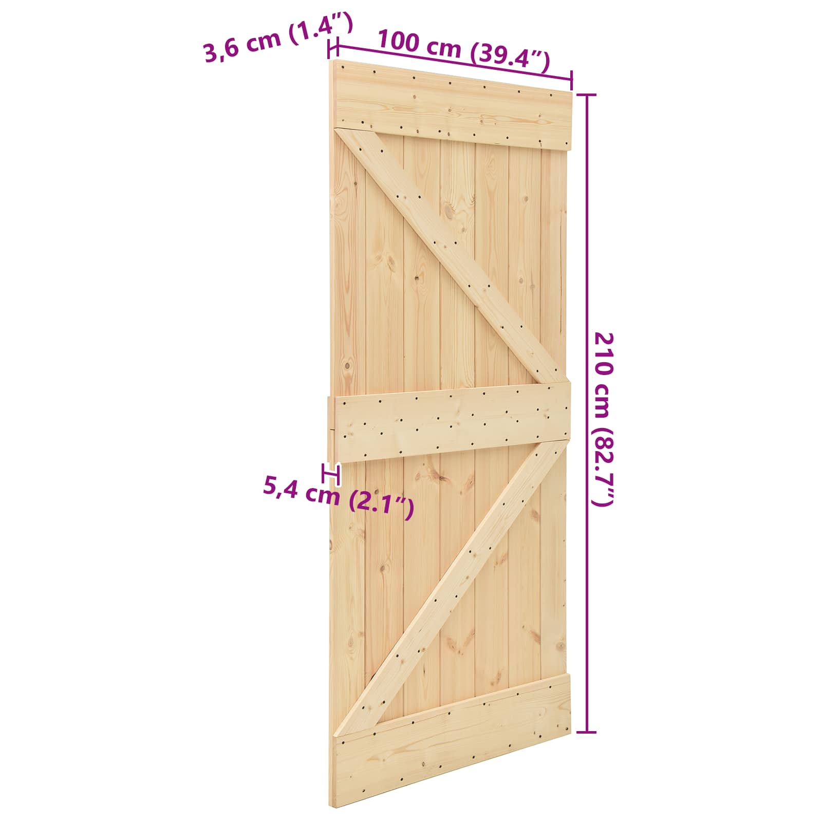 Puerta NARVIK Natural 100 x 210 cm Madera de Pino Sólido
