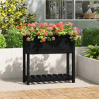 Jardinera con estante de madera maciza de pino 111,5x54x81 cm