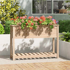 Jardinera con estante de madera maciza de pino 111,5x54x81 cm