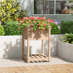 Jardinera con estante de madera maciza de pino 111,5x54x81 cm