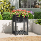 Jardinera con estante de madera maciza de pino 111,5x54x81 cm
