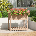 Jardinera con estante de madera maciza de pino 111,5x54x81 cm