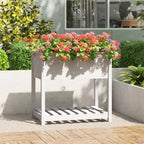 Jardinera con estante de madera maciza de pino 111,5x54x81 cm