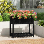 Jardinera con estante de madera maciza de pino 111,5x54x81 cm
