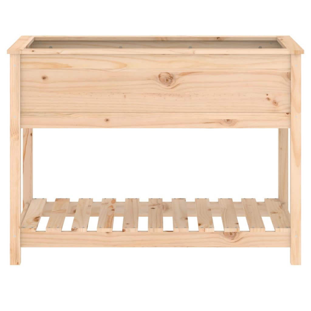 Jardinera con estante de madera maciza de pino 111,5x54x81 cm