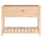 Jardinera con estante de madera maciza de pino 111,5x54x81 cm