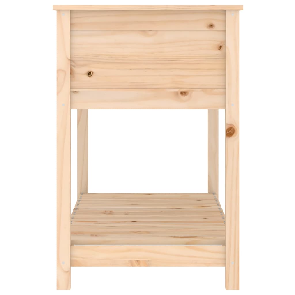 Jardinera con estante de madera maciza de pino 111,5x54x81 cm
