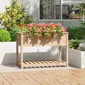 Jardinera con estante de madera maciza de pino 111,5x54x81 cm