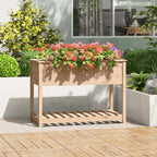 Jardinera con estante de madera maciza de pino 111,5x54x81 cm