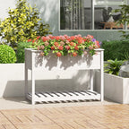 Jardinera con estante de madera maciza de pino 111,5x54x81 cm