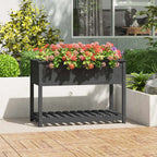 Jardinera con estante de madera maciza de pino 111,5x54x81 cm