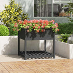 Jardinera con estante de madera maciza de pino 111,5x54x81 cm