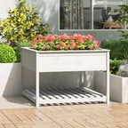 Jardinera con estante de madera maciza de pino 111,5x54x81 cm
